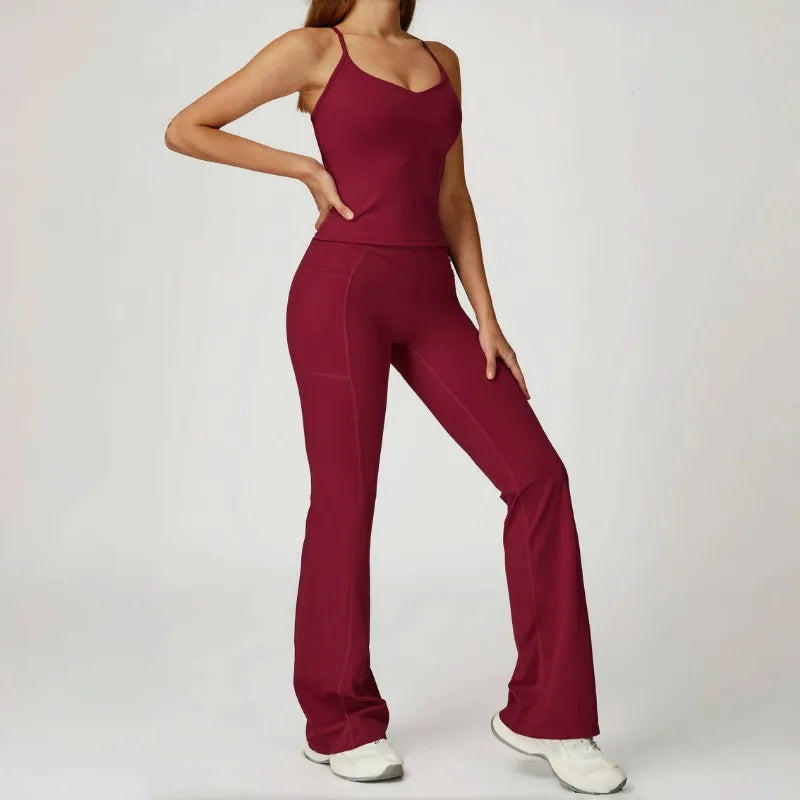 2-Piece Women's Fashion Yoga Set Beautiful Back Slimming Naked Comfort Set Outdoor Sports Running Fitness Leisure Set