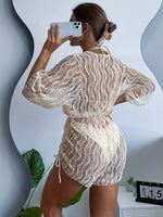 2024 3PCS Lace Hollow Out Bikini For Women Sexy Swimwear Female Pleated Cover Up Swimsuit Beach Wear New Brazilian Bathing Suit