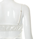 Women Summer Mini Dress Spaghetti Strap Lace Trim Corset Backless Satin Dress Retro Sexy Elegant Club Dresses Female