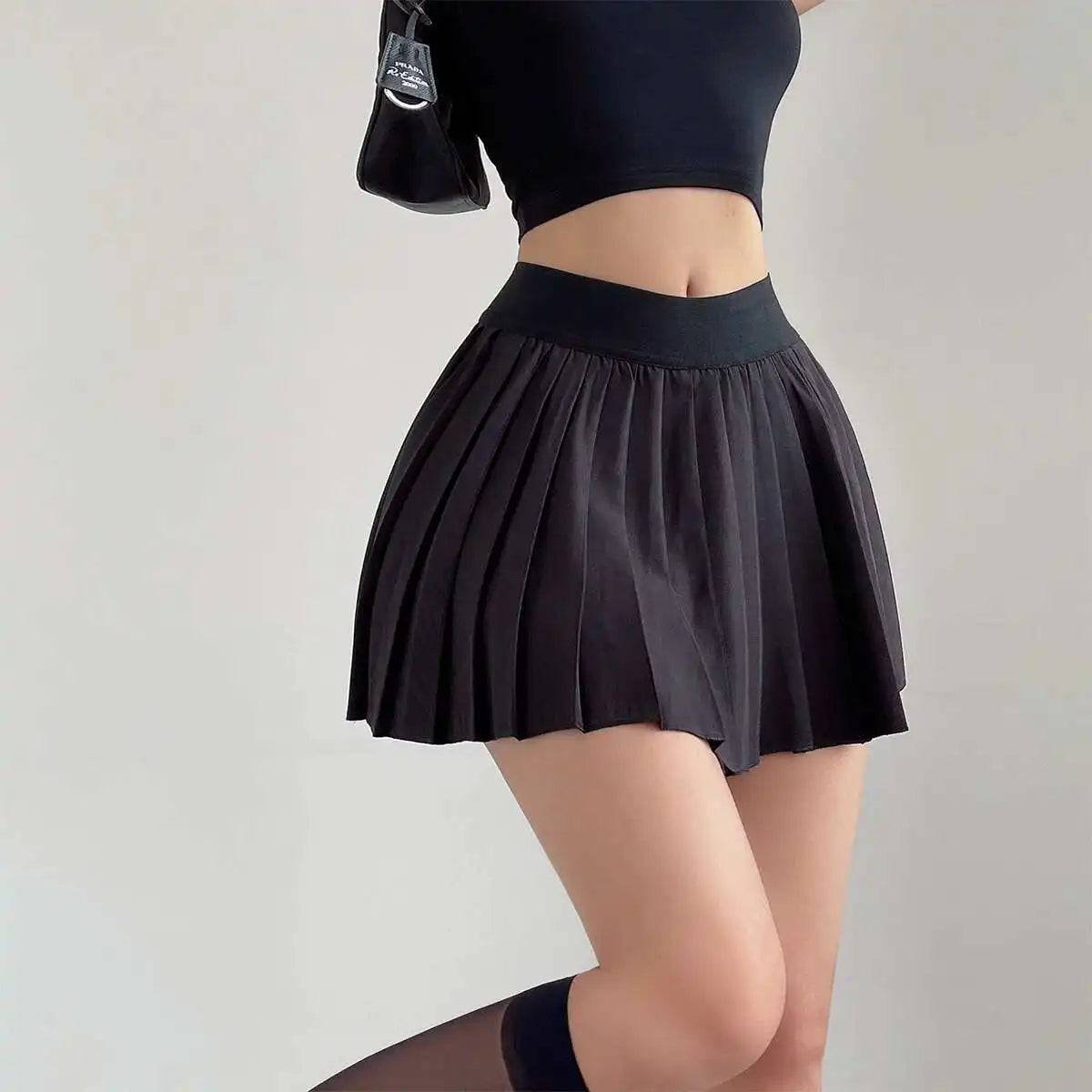 Preppy WOMENGAGA American Style Style High Waisted Slim Pleated Skirt For Women's Summer Ballet Skirt Fashion Women QI9Y
