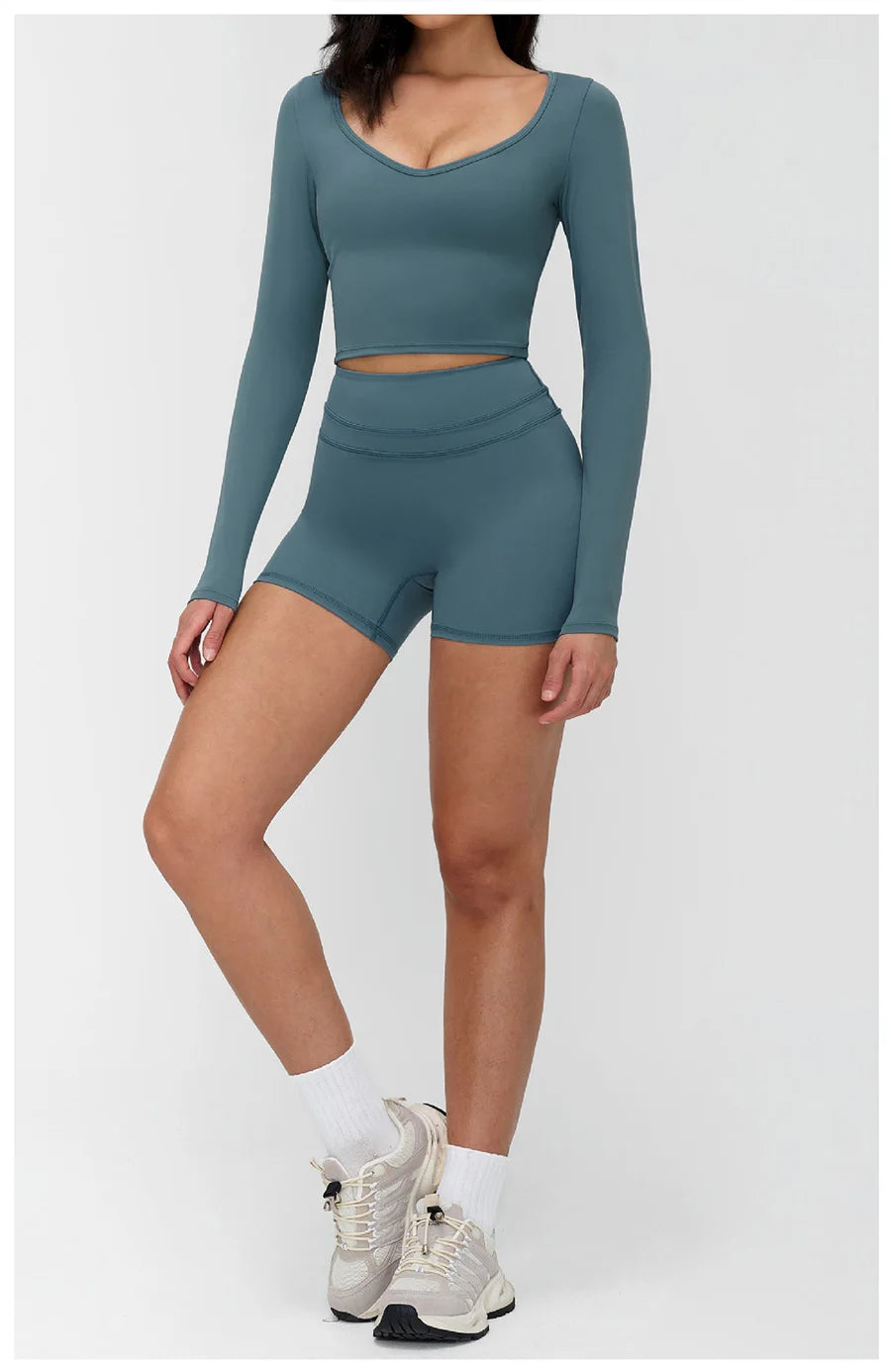 2 Pieces Sportswear Women Yoga Set Gym Clothes Fitness Set Outfit Outdoor Long-Sleeved Shirt Tracksuits Sports Bra Gym Leggings