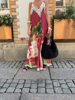 Casual Vacation Style Print Spaghetti Strap long Dresses Women Sexy V-neck Backless Loose Sleeveless Dress Female Summer New