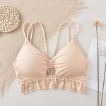 U Back Tank Top For Women Wireless Crop Top Lace Underwear Backless Bra Sexy Lingerie Padded Camisole