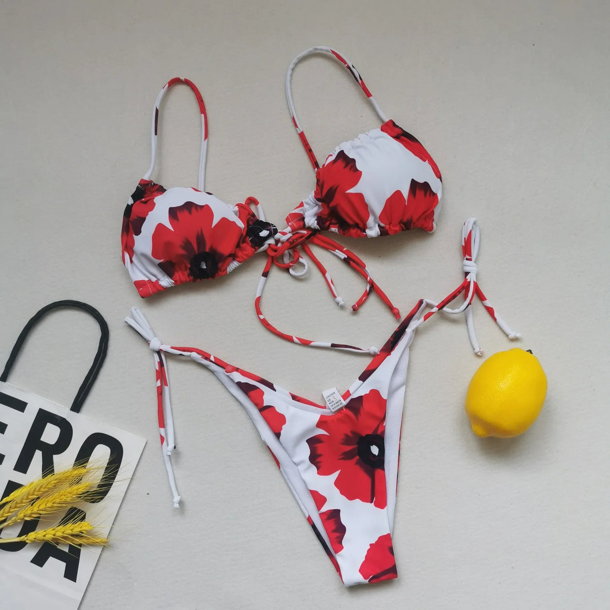 21 Colors New Sexy Bikini Women Solid Leopard Floral Print Swimwear Swimsuit Female Bandage Strap Beach Bikinis Set Bathing Suit