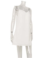 Ahagaga Fashion Women's Dresses Solid Straps Bandage Regular Causal V-Neck Sleeveless Summer Camisole Loose Sweet Femlae Vestido