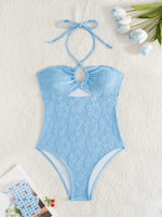 ZTVitality Solid Blue Sexy One Piece 2025 New Padded Bra Halter Swimsuit Women's Swimwear Summer Beachwear Monokini