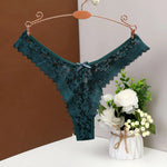 Women's Panties Sexy Lace T Back Woman G-String Solid Mid Waist Hollow Out Thong Transparent Underwear V-shape Girl Erotic Panty