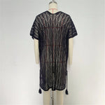 Sexy Short Sleeve Hollow Out Crochet Knitted Tunic Beach Cover Up Cover-ups Beach Dress Beach Wear Beachwear Female Women K6686