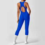 Open Back Racerback Yoga Jumpsuit Women Seamless Butt Lifting High Elastic Gym Workout One Piece Bodysuit