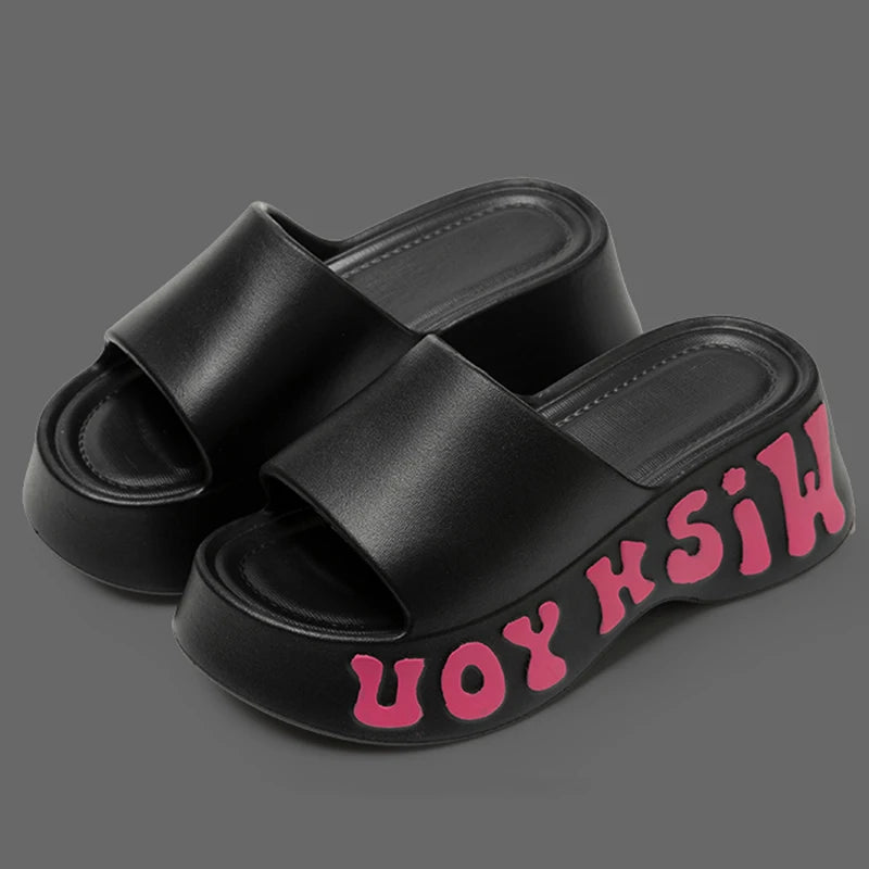 Thick Bottom Cloud Slippers Women Summer Fashion Print Wedge Platform Slides Woman Sandals 2025 Non-Slip Soft Sole Beach Shoes