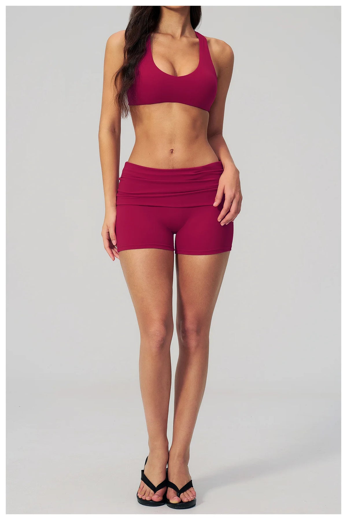 Women Two Piece Gym Yoga Sets Back Cross Sports Bra Pleate High Waist Short Fitness Suit Outdoor Running Camisole Tops Outfits