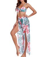 3 Pieces Strappy Bikinis 2026 Women Printed Swimsuit & Beach Dress Sexy High Waist Swimwear Female Bathing Swimming Swim Suit