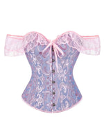 Corset's new retro lace fishbone body-shaping shirt with shoulder straps and bubble sleeves gathered to hold the sternum.