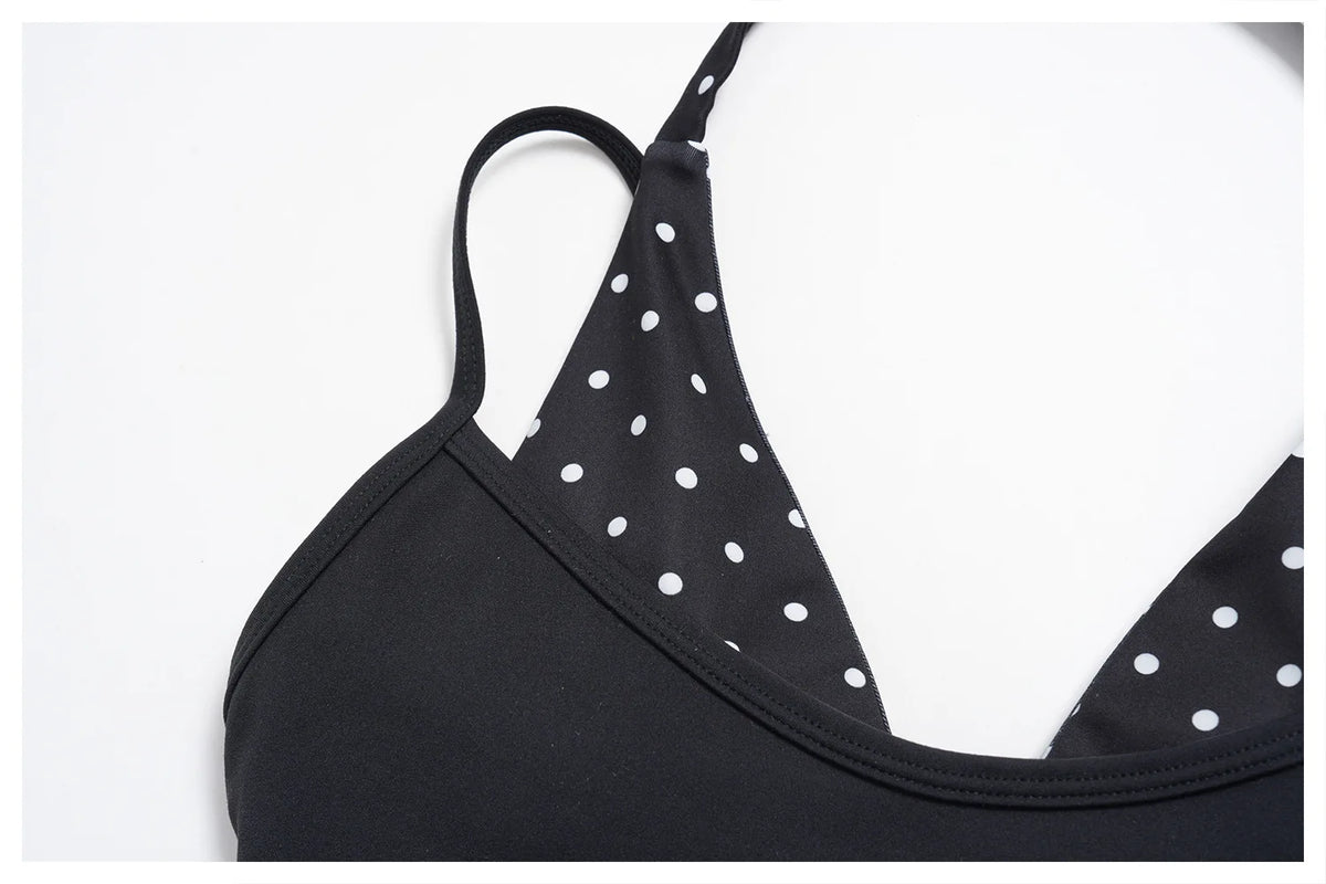 Fake Two-piece Sports Bra Yoga Sets Women Coffee Striped Patchwork Folding High Waist Wide Leg Pants Gym Running Fitness Suits