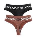 2Pcs/Set Seamless Thongs Panties Women High Rise Underwear Sexy Lingerie Bottoms Female Underpants Hollow G-String Pantys M-L