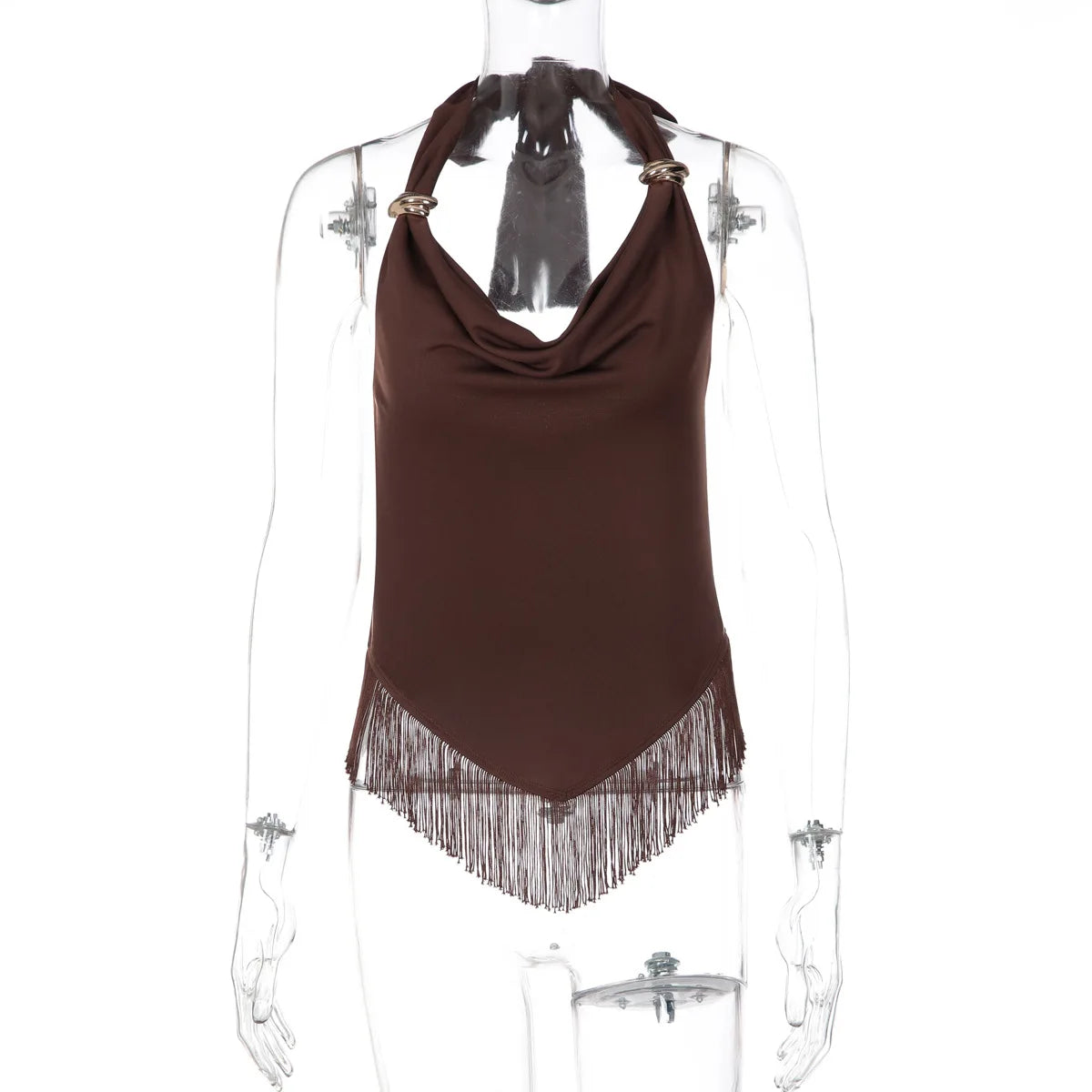 FDYOUI Sexy Swinging Collar Tassels Tank Tops Women's Halter Bandage Backless Camisoles Female Summer Slim Corset Top Streetwear