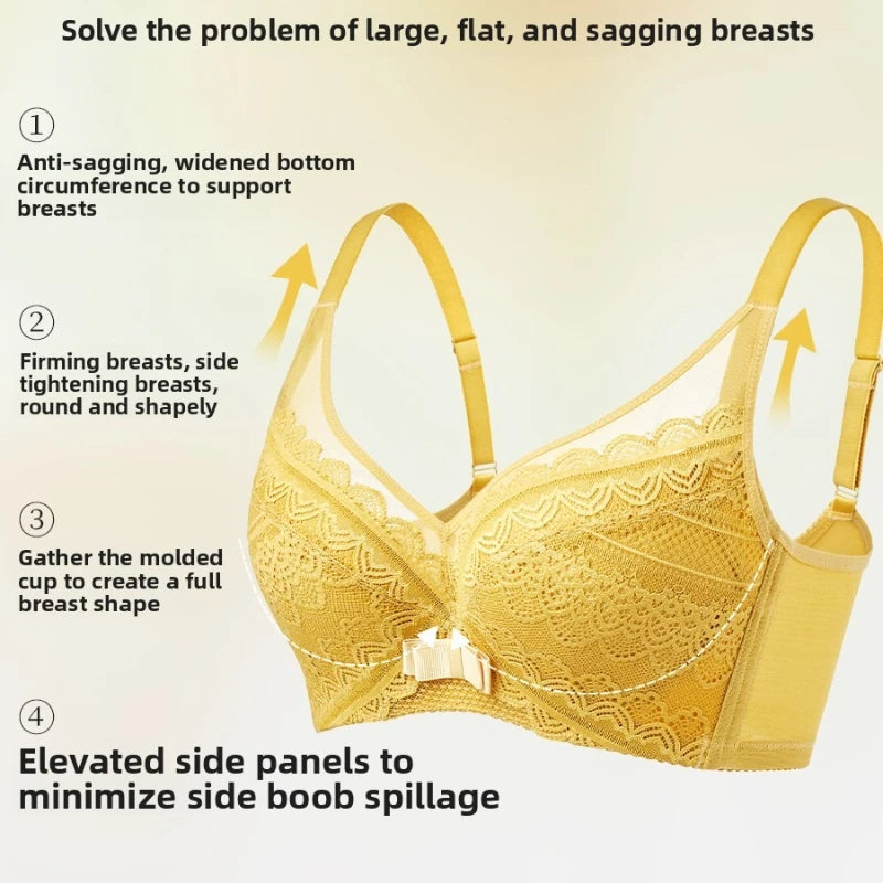 Oleno Elegant Lace Bras Underwear Small Bra Plus Size Wireless Adjustable Lace Women's Bra Breast Cover B C D E Cup Large Size