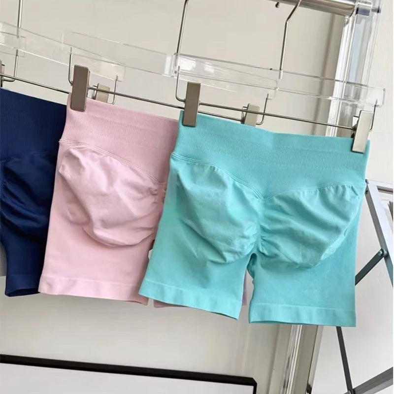 Women's High-Waisted Yoga Sports Shorts Summer Stretch Hip-Lifting Abdominal-Tightening Fitness Three-Part Shorts