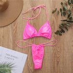 Shiny PU Mini Micro Bikini 2025 Women Swimsuit Female Brazilian Swimwear Two Pieces Bikini Set High Cut Bathing Suit Swim Lady