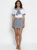 Sexy Japanese JK Uniform Lingerie Set Women's Fitted White Shirt Plaid Pleated Skirt Cosplay Schoolgirl Costume Role Play Outfit