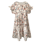 Summer Lady Ruffle Mini A Line Dress Women Casual Floral Print Dresses O Neck Elegant Short Sleeve Midi Dress Vacation Vestidos