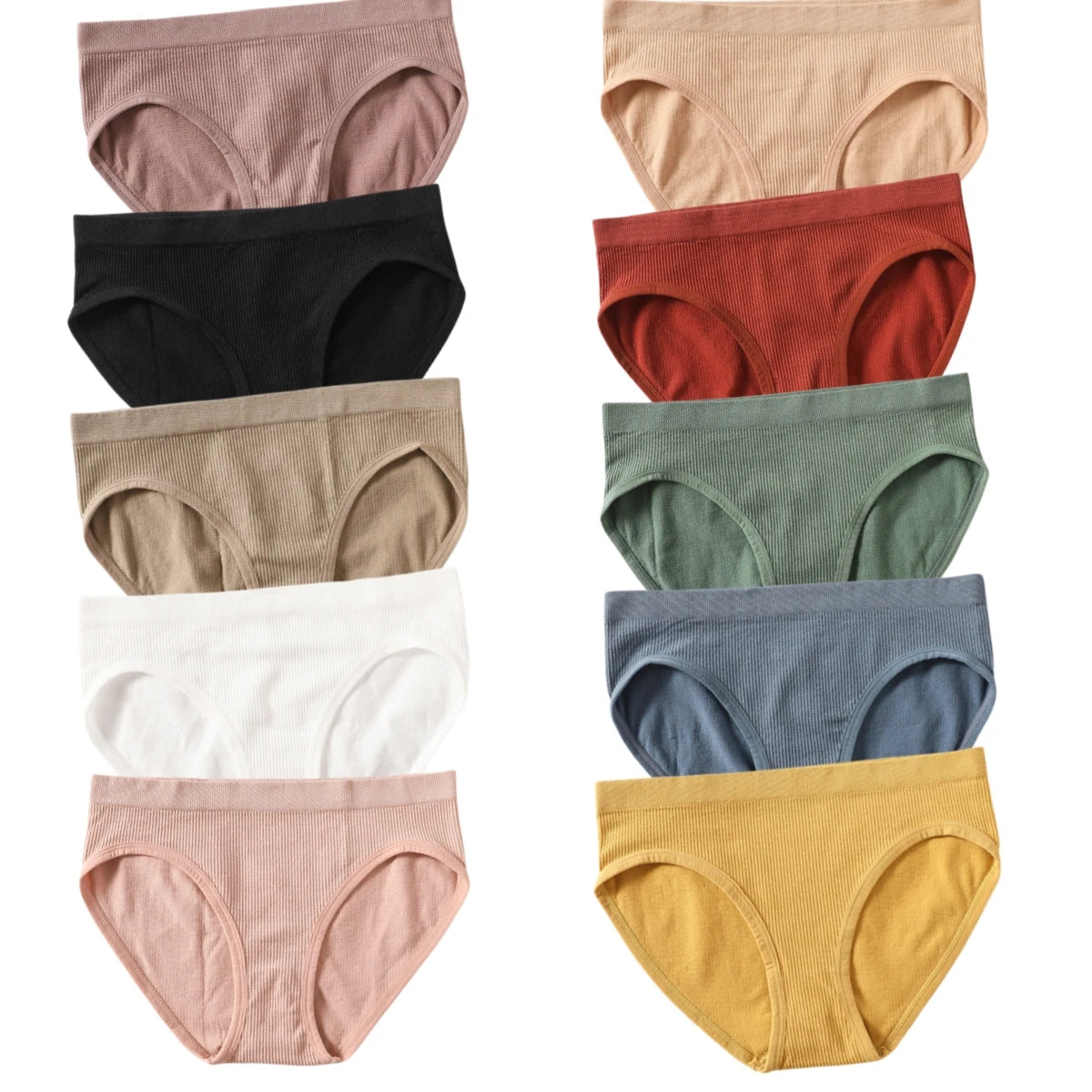 10Pcs/Set Seamless Panties Women Low Rise Panties Sports Briefs Underwear Comfort Underpants Female Sexy Lingerie
