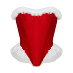 Women’s Sexy Christmas Lingerie, Santa Girl Bodysuit with Fringe Trim, Push-up Shapewear for Full Bust & Side Smoothing