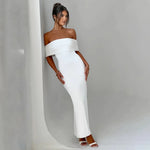 Temperament Slim Strapless Long Dress Women Solid Color Sexy Off-shoulder Backless Package Hip Sleeveless Club Party Dresses