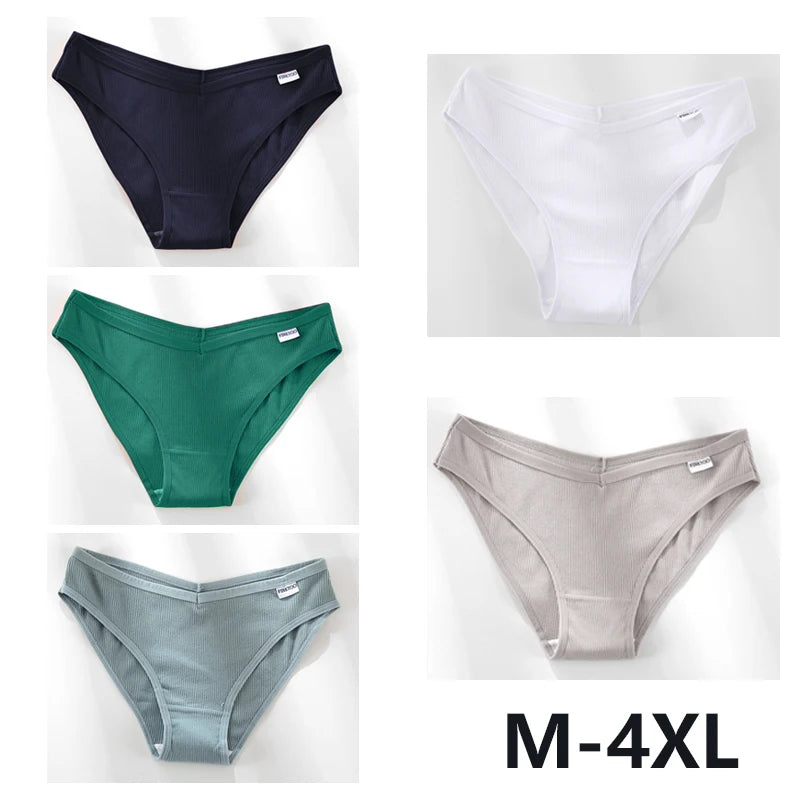 5Pcs Women Cotton Panties V-Belt Ladies Soft Female Sexy M-4XL Low-Rise Panties Bikini Underwear Comfortable Lingerie 2024
