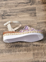 Hollow Fabric Roman Shoes Summer Travel Round Head Wedge Toe Fashion Sandals Comfortable Thick-sole Women's Shoes 2026