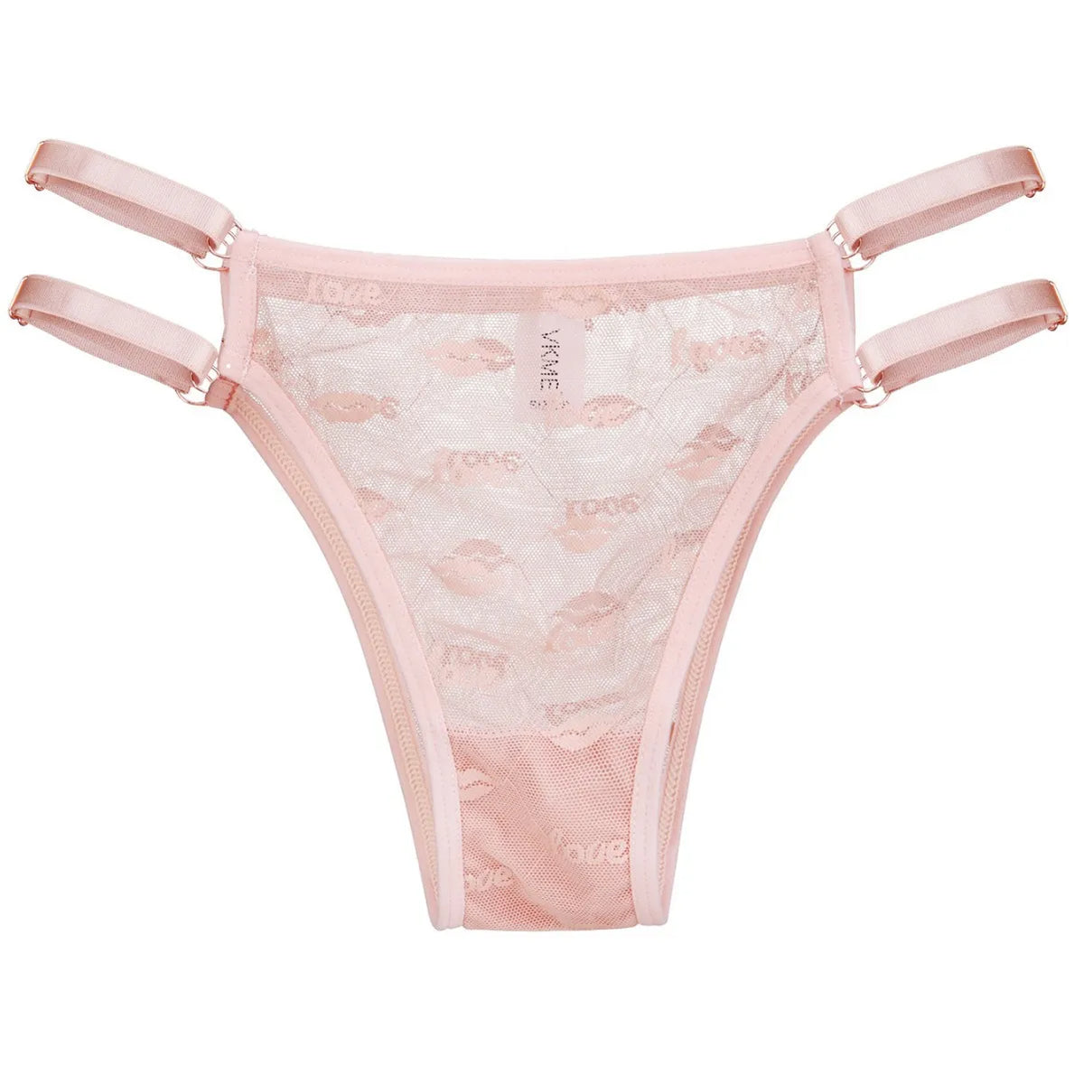 Love Letter Print Women Briefs Mesh Transparent Ring Buckle Adjustable Hollow-out Underwear Low-waist Panties String Lingerie