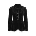 French-style Elegant Stand-up Collar Tie-waist Slim-fit Pleated Long-sleeve Shirt For Women With Waist Lace Cake Skirt QXS5