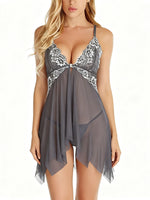 Women Nightdress Sexy Lace Chemise Bow Nightgown Sleepwear Mini Dress Plus Size Deep V Babydoll Lingerie Sexi Sleepdress Nighty