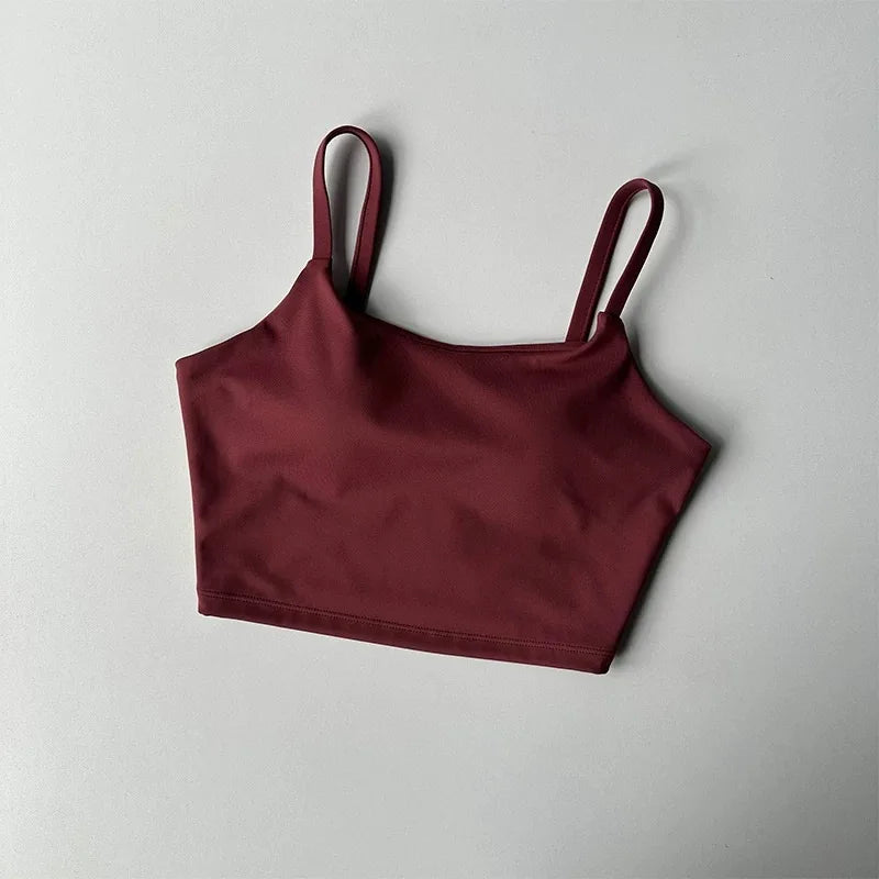 Women's yoga sports bra, small camisole vest integrated fixed gathering sports and fitness bra