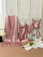 Five piece set of women's home clothes, plain sleepwear set, thin sleepwear, camisole shorts, camisole skirt set, elegant, sexy,