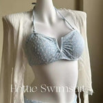 Girls' pure lust style summer bikini three-piece knitted sweater holiday split swimsuit for women