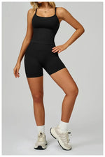 2 Pieces Women's Seamless Yoga Set Fitness Running Sports Set Slim Fit High Waist Beautiful Back Tracksuit