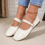 Woman's Casual Flats Shoes Round Toe Large size ladies shoes Retro French Mary Jane Dress Flat New Summer Solid Comfortable shoe