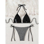Sparkling Leopard Halter Bikini Female Swimsuit Women Swimwear Two-Pieces Bikini Set High Leg Cut Bather Bathing Suit Swim V7182