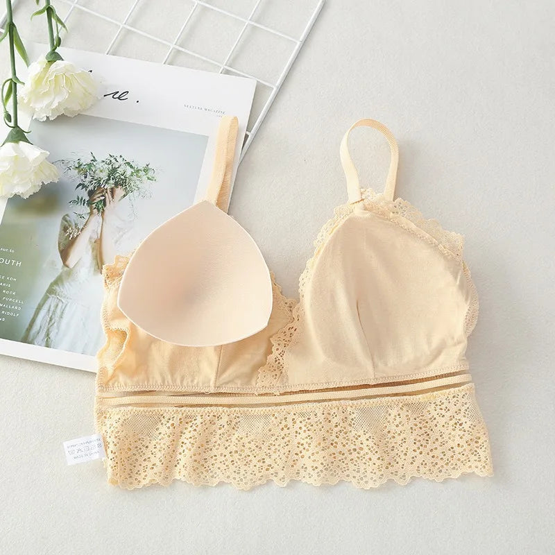 Lace Bralette Women Bras Tube Top Sexy Lingerie V Neck Crop Tops Underwear Cropped Bra Female Tank Crop Top