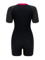 2026 Zipper Slim One Piece Swimsuit Women Padded Short Sleeve Swimwear Female Bather Bathing Swimming Swim Surf Suit Beachwear