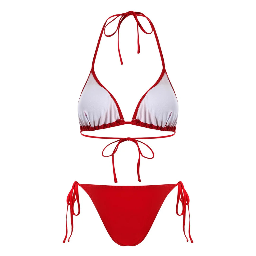 S - XL Striped Long Sleeve Cover Up Bikini Female Swimsuit Women Swimwear Bather Bathing Suit Swim Three-pieces Bikini set K8128