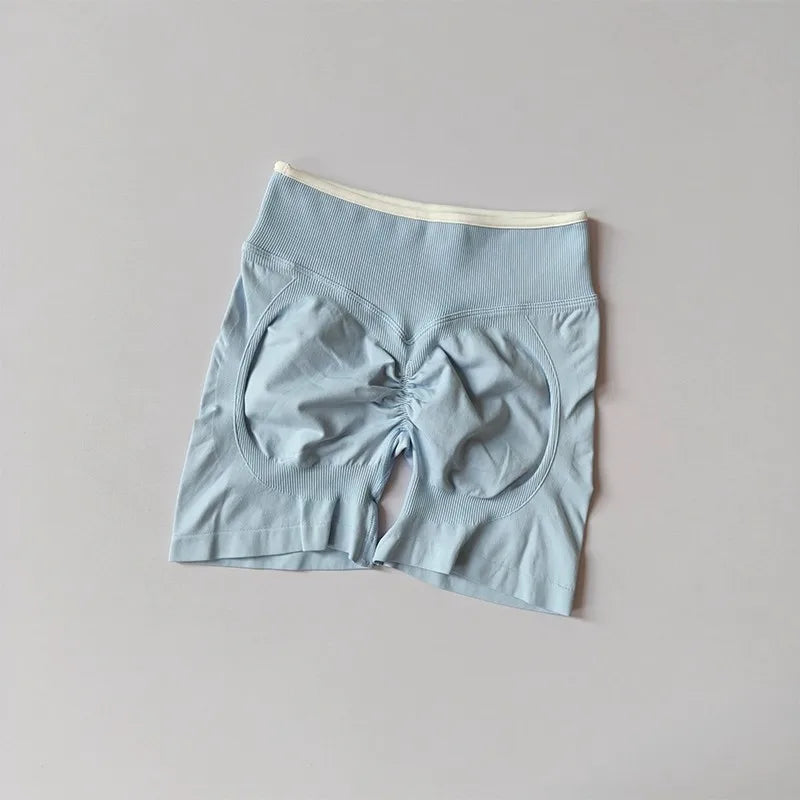 Women's High-Waisted Seamless Yoga Sports Shorts Hip-Lifting Knitted Peach Pants Summer Training Fitness Wear