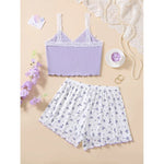 A Set Summer Pajamas For Women Mini Tank Tops And Shorts Best-Selling Loungewear Lace-trimmed Corset & Floral Short Pajama Sets