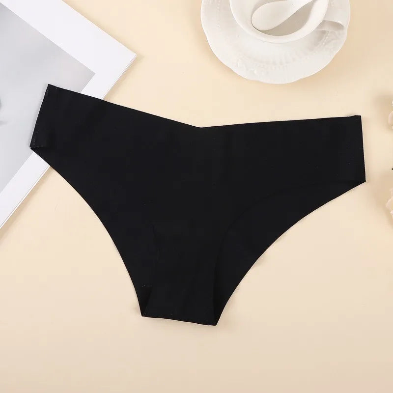 1Pack Women Low-Rise V-Front Ice Silk Seamless Briefs Panties Invisible No Lines Underwear Summer Soft Sexy Lingerie XS-XL