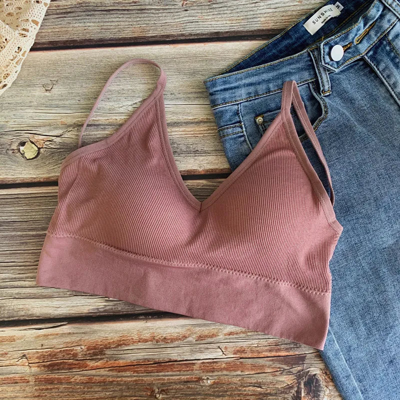 Women Tube Top Seamless Bra Crop Top Solid Color Sports Sexy Lingerie Active Bra Tops Underwear With Removable Pads