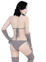 Sexy Backless Sweater Cosplay High Neck Socks Gloves Pure Desire Women Rompers Clothing Body Suits Sweet Sexy Women Top 1ZYF