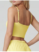 Color-block Fake Two-piece Yoga T Shirts Women Thin Straps Bow Padded Slim Sports Camisole Gym Running Training Fitness Tank Top