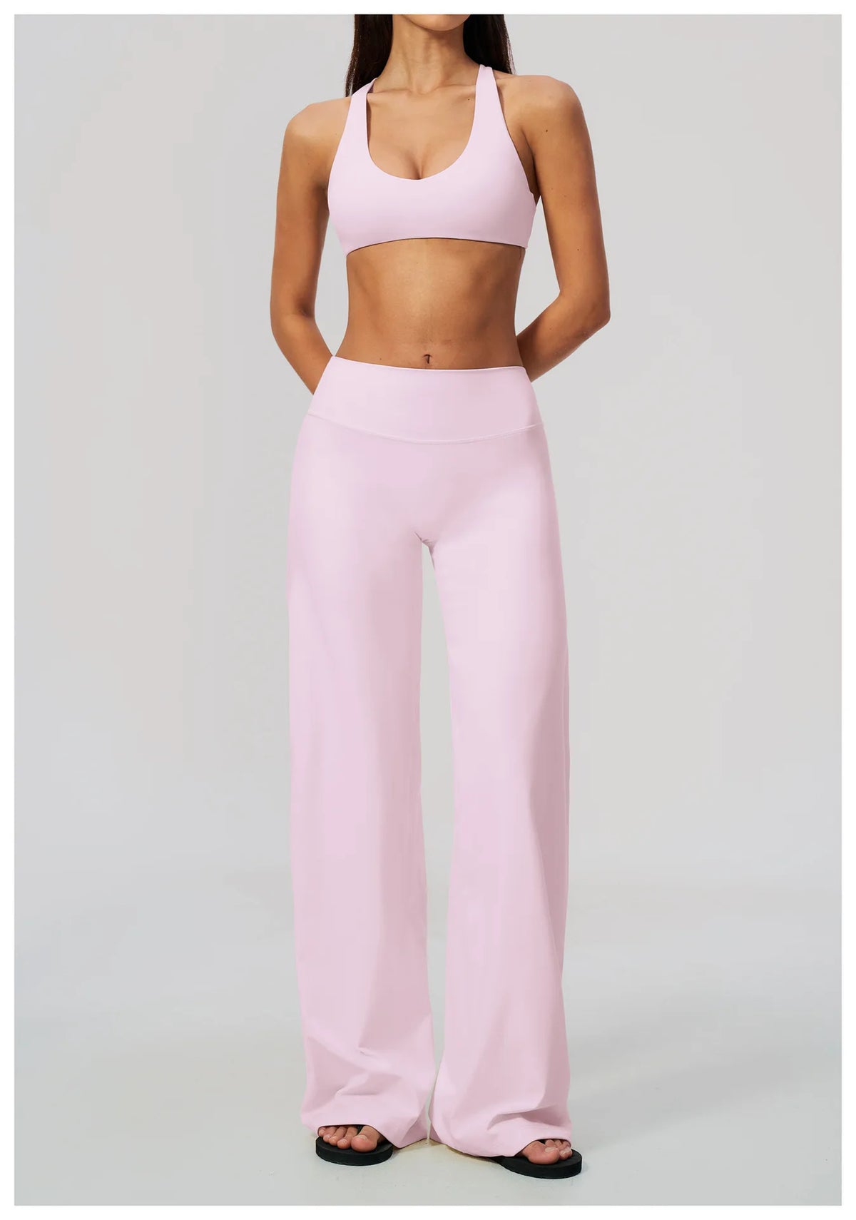 Summer 2 Piece Yoga Sets Women Tight Back Cross Sports Bra High Waist Peach Hip Wide Leg Pants Gym Running Fitness Workout Suits