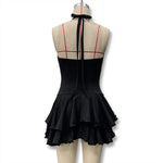 Hot Girl Slim Halter Neck Mini Dress Solid Color V-neck Single-breasted Layered Ruffles Bodycon Short Dresses Fashion Female New